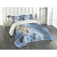 thumbnail image 3 of Ambesonne Wolf Quilted Bedspread Set 3 Pcs, Carnivore Canine in Snow, Queen Size, Multicolor, 3 of 5