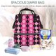 thumbnail image 5 of Easygdp pink and black argyle para Bolsa de Bebé de Gran Capacidad con Múltiples Bolsillos, Bolsa de Pañales para Padres, Bolsa de Viaje Organizada y Elegante, 5 of 6