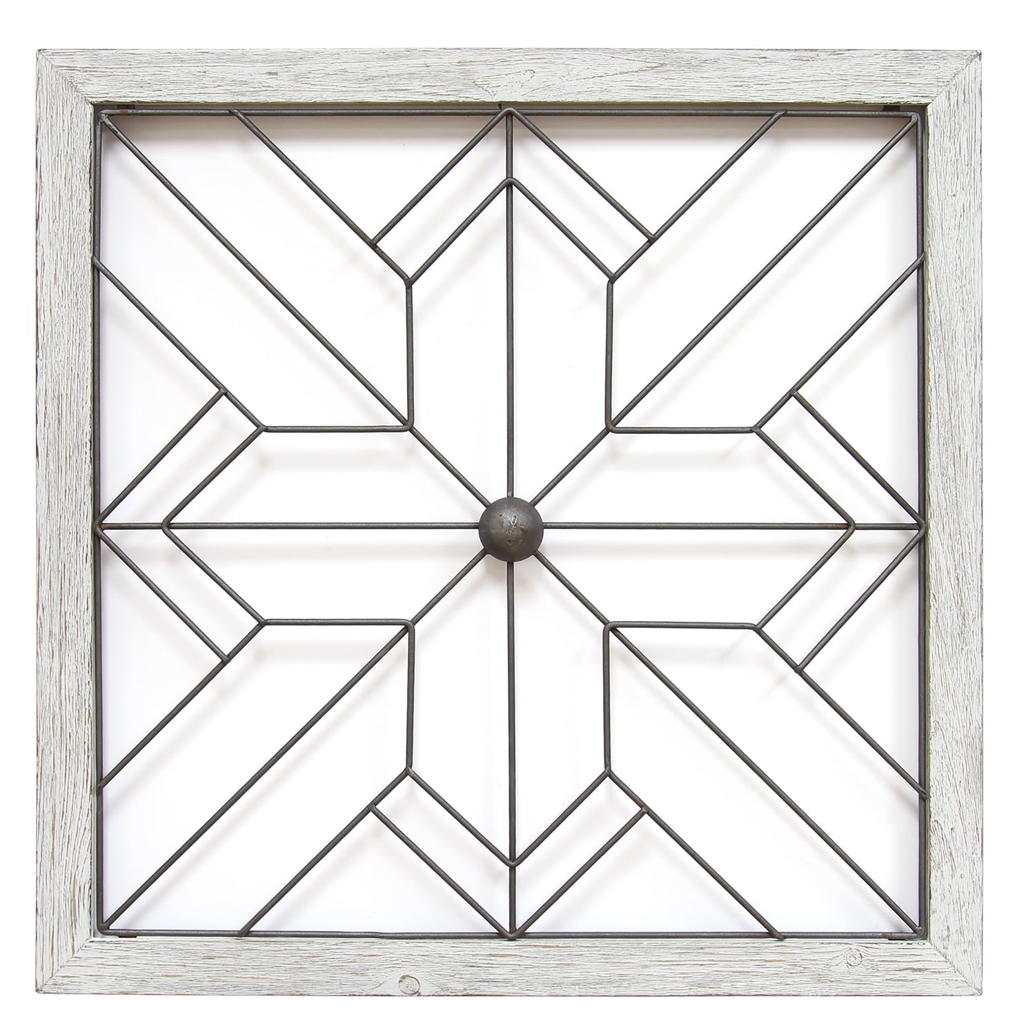 Jennings Art Deco Distressed White Framed Metal Wall Decor