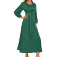 thumbnail image 4 of Oplxuo Satin Wedding Guests Dresses for Women Elegant Tie Front Long Sleeve Semi Formal Party Cocktail Maxi Dress, 4 of 4