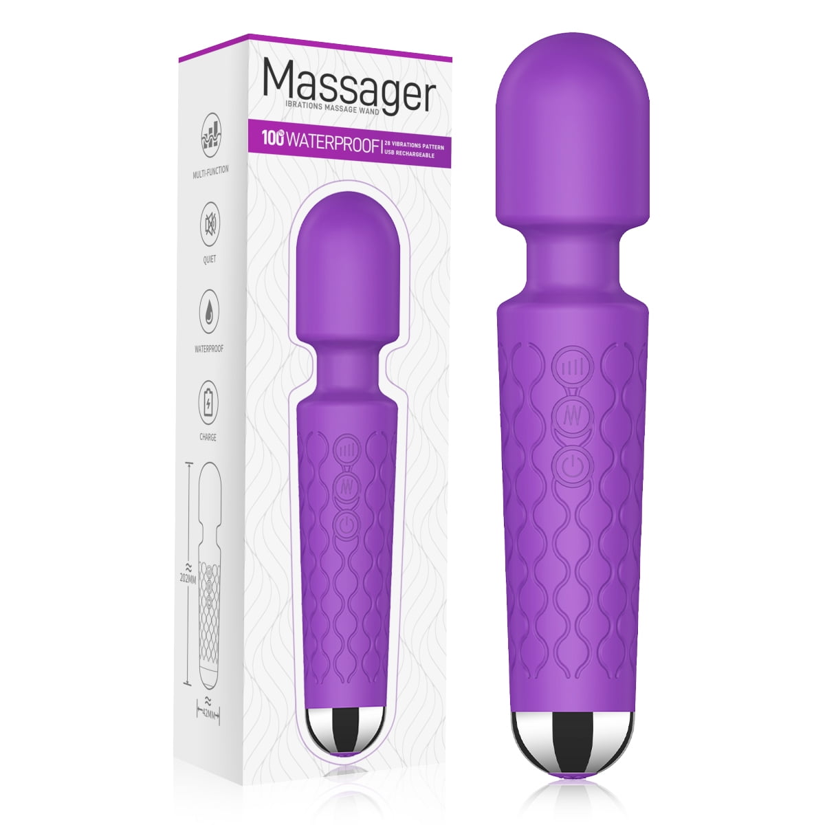 Smoive Vibrator Personal Mini Sex Wand Massage 8 Speeds& 20 Vibration Modes for Female Adult Sex Toy Massage- 7.95*1.65IN (Purple)