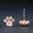 thumbnail image 3 of Pendientes de circonita de cobre con forma de garra de gato y huellas de oro rosa de estilo europeo y americano, 3 of 5
