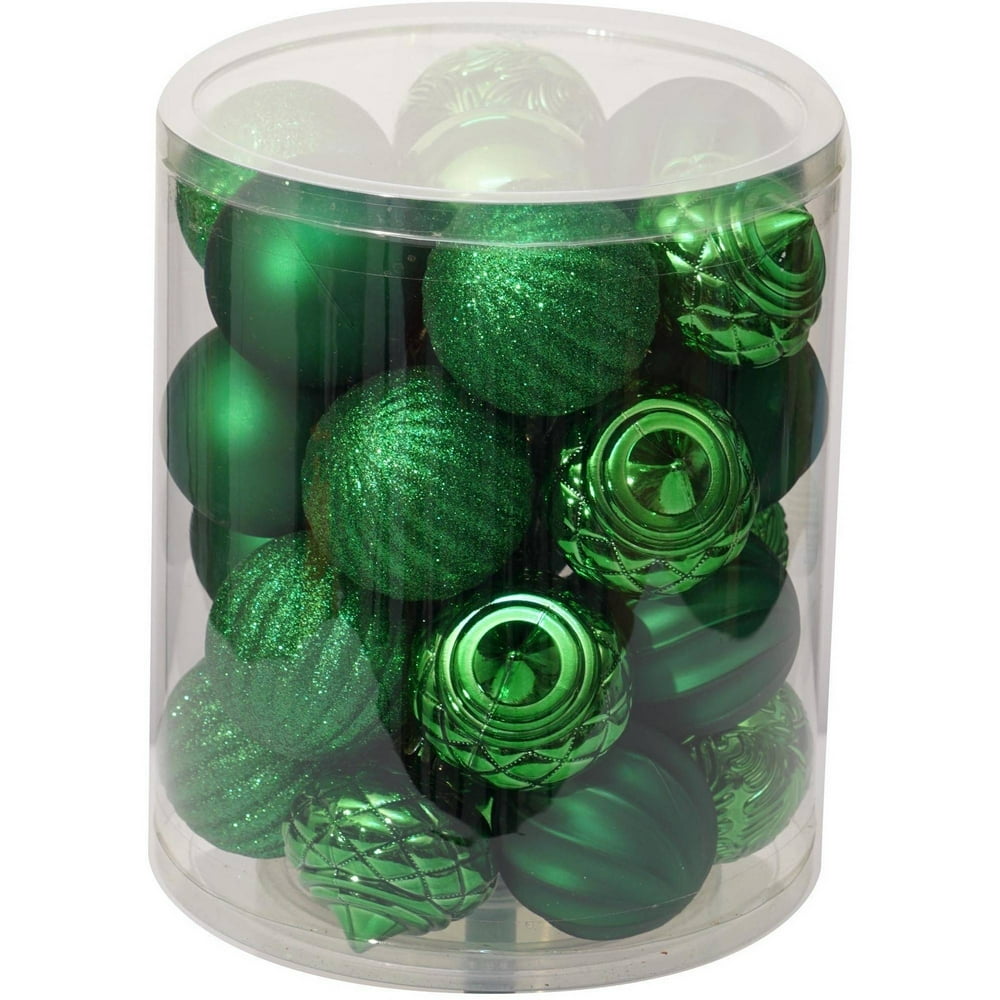 Holiday Time Christmas Ornaments Traditional 60mm Shatterproof, Set of