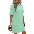 thumbnail image 3 of QSAWXQZ Women Plus T Shirt Dress Pockets Short Sleeve Crew Neck Loose Mini Dress for Summer 4XL, 3 of 6