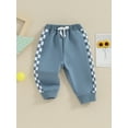 thumbnail image 3 of vera natura Toddler Baby Boy Sweatpants Checkerboard Patchwork Elastic Jogger Pants Casual Trousers, 3 of 8