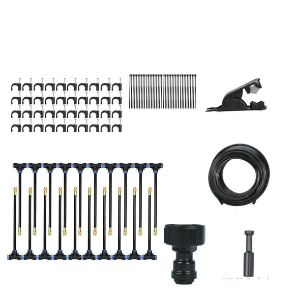 360°Adjustable Drip Irrigation System,Garden Watering System with 16 Nozzles, Garden Irrigation System, Greenhouse Accessories, Atomizing System for Yard, Lawn, Plants,Hose