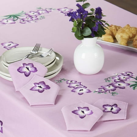 Orchid Embroidery - Herrschners® Purple Orchids Napkins Stamped Embroidery