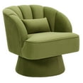 thumbnail image 1 of QinaQin Sillón barrel giratorio 360°, tapizado y acolchado con respaldo acanalado, ideal para sala, recámara, oficina o rincón de lectura, 1 of 8