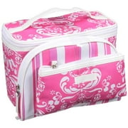 Modella: Pink W/White Design/Pink & White Stripes/Pink W/White Design Make Up Bags