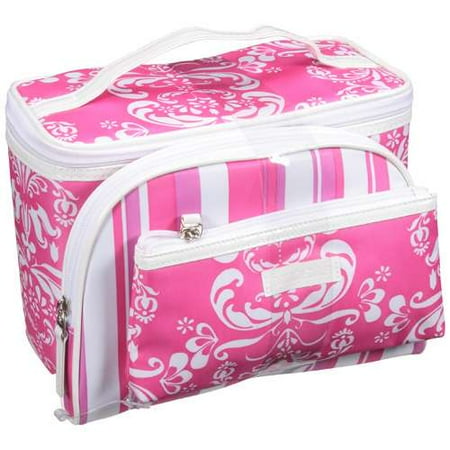 Modella: Pink W/White Design/Pink & White Stripes/Pink W/White Design Make Up Bags