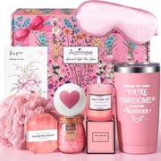 Aofmee Birthday Gift Baskets for Women, 8 Pcs Rose Spa Body Care Set, Beauty Relaxing Christmas Birthday Gift Set for Her, Pink