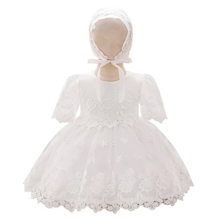 

Petal Princesses Baby Baptism Birthday Dress White Lace Gown 2 Pieces