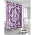 thumbnail image 3 of Boanket Polyester Fabric Purple Boho Shower Curtain, Ethnic Geometric Middle Century Art Waterproof Bathtub Curtain Bathroom Decor Set with Hooks 36 x 72 Inches,, 3 of 6
