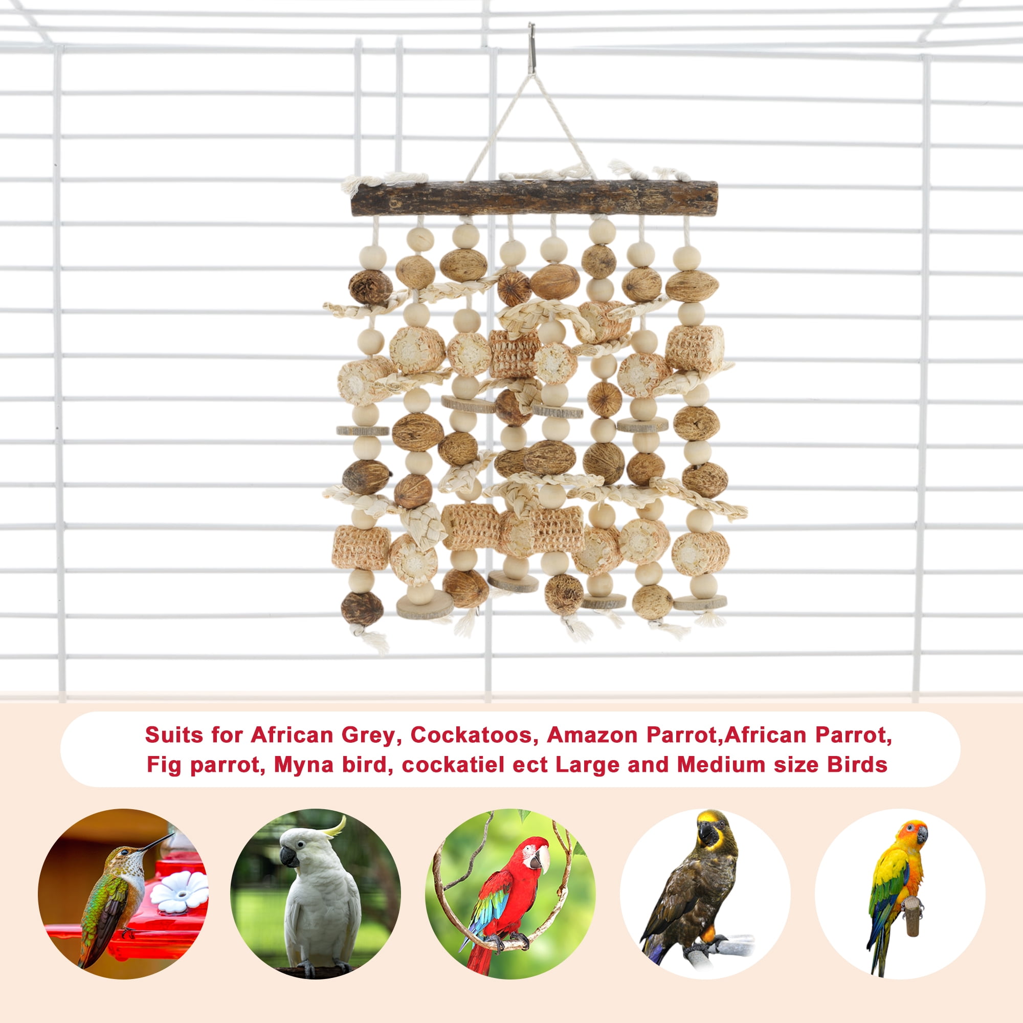 Unique Bargains Bird Parrot Toy Wooden Chewing Tearing Toy Bird Toys Bird Cage Accessories Parrot Cage Bite Toy for Large Medium Birds Macaws