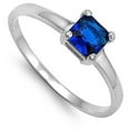 thumbnail image 4 of CHOOSE YOUR COLOR Square Solitaire Blue Simulated Sapphire Wedding Ring Sterling Silver Band CZ Female Size 4, 4 of 4