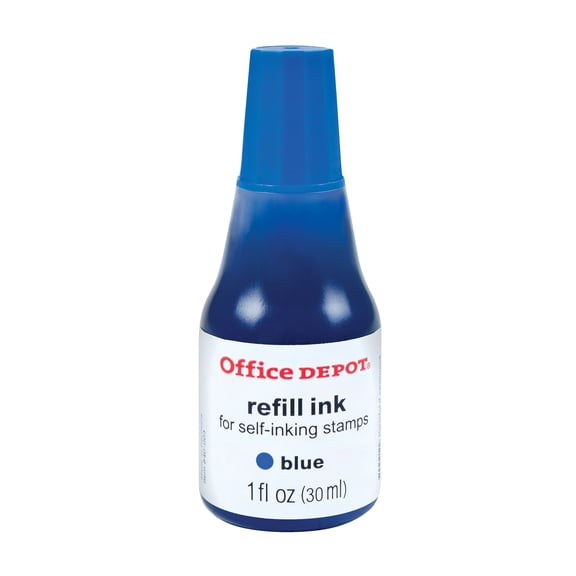 Office Depot Self-Inking Refill Ink, 1 Oz., Blue, 034209