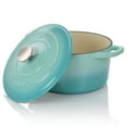 thumbnail image 2 of Crock-Pot Artisan 2 Piece 5 Quarts Enameled Cast Iron Dutch Oven in Aqua Blue, 2 of 3