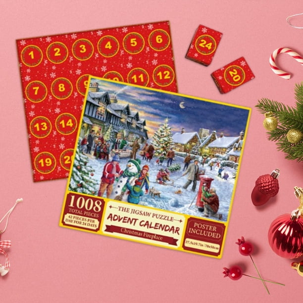 Rompecabezas Del Calendario De Adviento De 2024, 24 Cajas De 1008 Piezas, Rompecabezas Navideños De Papá Noel, Calendario De Cuenta Regresiva, Decoración De Pared, 52 Cm X 75 Cm