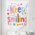 thumbnail image 1 of Positive Energy Tapestry, Cheerful Design Keep Smiling Typography with Colorful Print, Fabric Wall Hanging Decor for Bedroom Living Room Dorm, 5 Sizes, Multicolor, by Ambesonne, 1 of 1