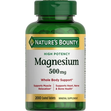 Nature’s Bounty Magnesium Oxide Supplement, Sleep Aid, Bone, Heart, Muscle Relaxation and Nerve Support, 500 mg, 200 Tablets