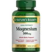 Natures Bounty Magnesium Oxide Supplement, Sleep Aid, Bone, Heart, Muscle Relaxation and Nerve Support, 500 mg, 200 Tablets