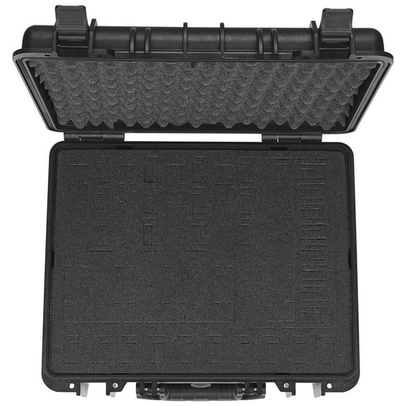 Heavy-Duty Pistol Case with Foam Insert - Waterproof, Dustproof, 18.9x16.3x8.5in, Lockable, Black