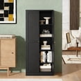 thumbnail image 2 of CQSXDA Versatile 61" Black Metal Pantry Cabinet with 4 Shelves and 110lb Capacity for Kitchen and Living Room Use, 2 of 17