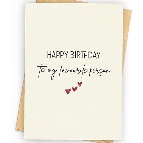Happy Birthday Card for Favorite Person – Elegant Design with Hearts – Blank Inside for Personal Messages – Perfect for Friends, Family, Love Ones, or Anyone Special