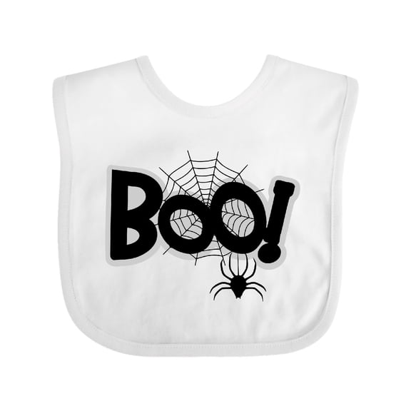 Inktastic Halloween Boo with Spider and Web in Black Boys or Girls Baby Bib