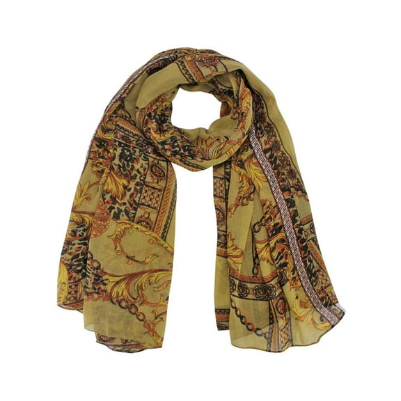Black & Gold Regal Filigree Print Scarf Shawl