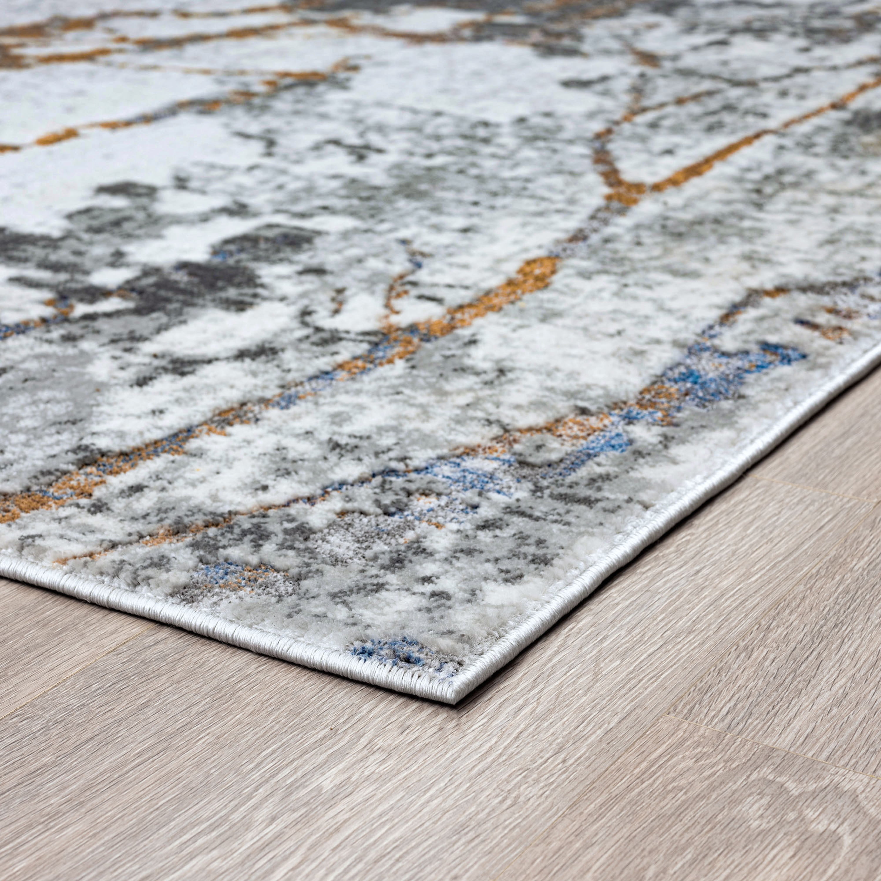 Contemporary 5x8 Area Rug (5'3'' x 7'3'') Abstract Gray, Teal Living Room Easy to Clean