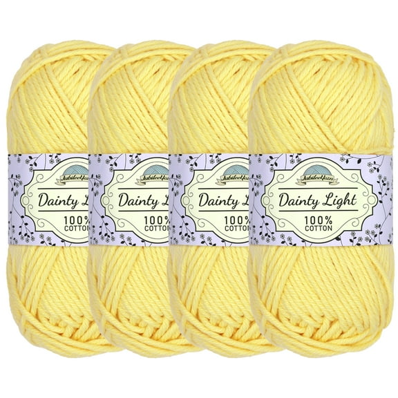 JubileeYarn Dainty Light Yarn - 100g/Skein Worsted Weight Cotton - 600 Light Buttercream - 4 Skeins
