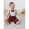 thumbnail image 4 of WESIDOM Baby Boy Clothes Toddler Infant Formal Outfits Suspender Pants Bowtie Hat 4pcs 0-18M Suit, 4 of 10
