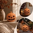thumbnail image 4 of Classic Hollow Cutout Face Matte Plastic Pumpkin Light Holder LED Tea Light Compatible Halloween Mantel Entryway Tabletop Indoor Holiday Atmosphere Decor, 4 of 7