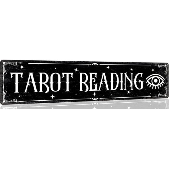 Tarot Reading Tin Sign Vintage Halloween Metal Signs Gothic Halloween Witch Decorations for Cafe Bar Kitchen 4x16 Inch