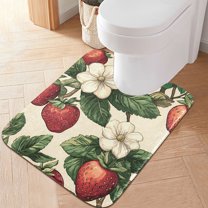 Yayeee Bath Rug for Bathroom Floor Non Slip Contour Fluffy Soft Absorbent Mat, 20"x24", Beige Strawberry