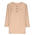 thumbnail image 3 of Aofany Women's Casual 3/4 Sleeve Length T-Shirts Tunic Tops V Neck Loose Fit Basic Tee Solid Color Blouse for Work Daily, 3 of 5