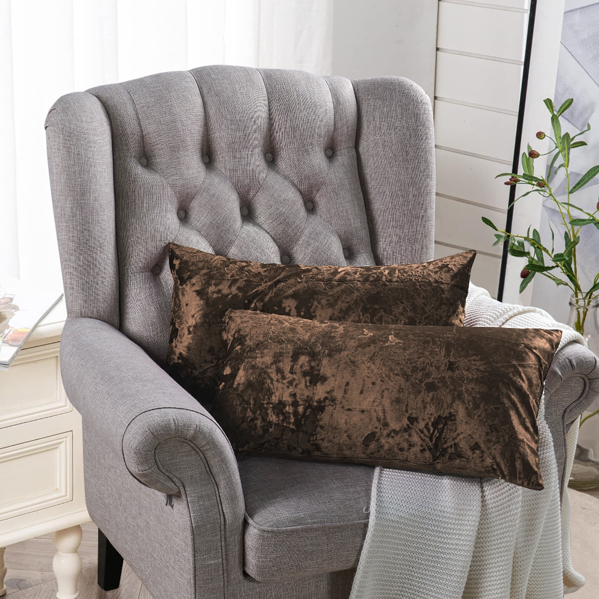 Home Soft Things Crushed Velvet 2 Piece Throw Pillow Cover Set - Carafe - 14" x 26"