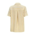 thumbnail image 6 of Women's Striped Short Sleeve Top Shirts Blouses Crewneck Loose Fit Solid Color Casual Daily Wear Business Casual Work Office Fashion Essential Gift for Women | CSEONE,Yellow XL, 6 of 9