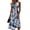 Blue, variant on Ruched Waist Sleeveless Midi Dress for Women - Elegant Round Neck A-Line Sundress with Vibrant Lemon Leaf & White Floral Print, Flowy Summer Beach Party Vacation Gown Pink XL