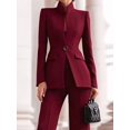 thumbnail image 6 of Women Blazer Pants Suit 2 Piece Outfits Casual Long Sleeve Blazer Set for Work Business Red M, 6 of 9