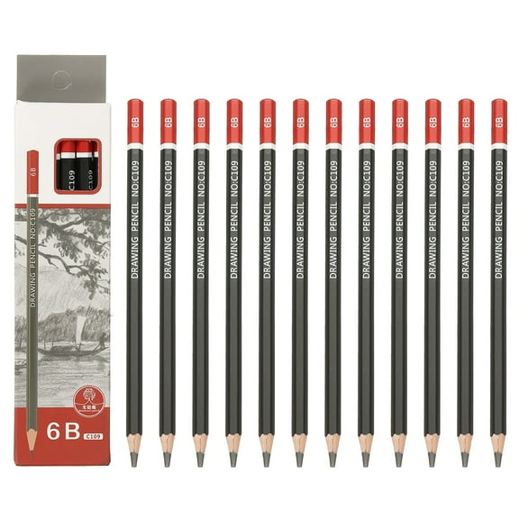 Uxcell 24Pcs 6B Drawing Pencils for Sketching, Hexagonal Pre-sharpened Sketch Pencils for Drawing Writing Art Sketching Artists Beginners, Red/Black