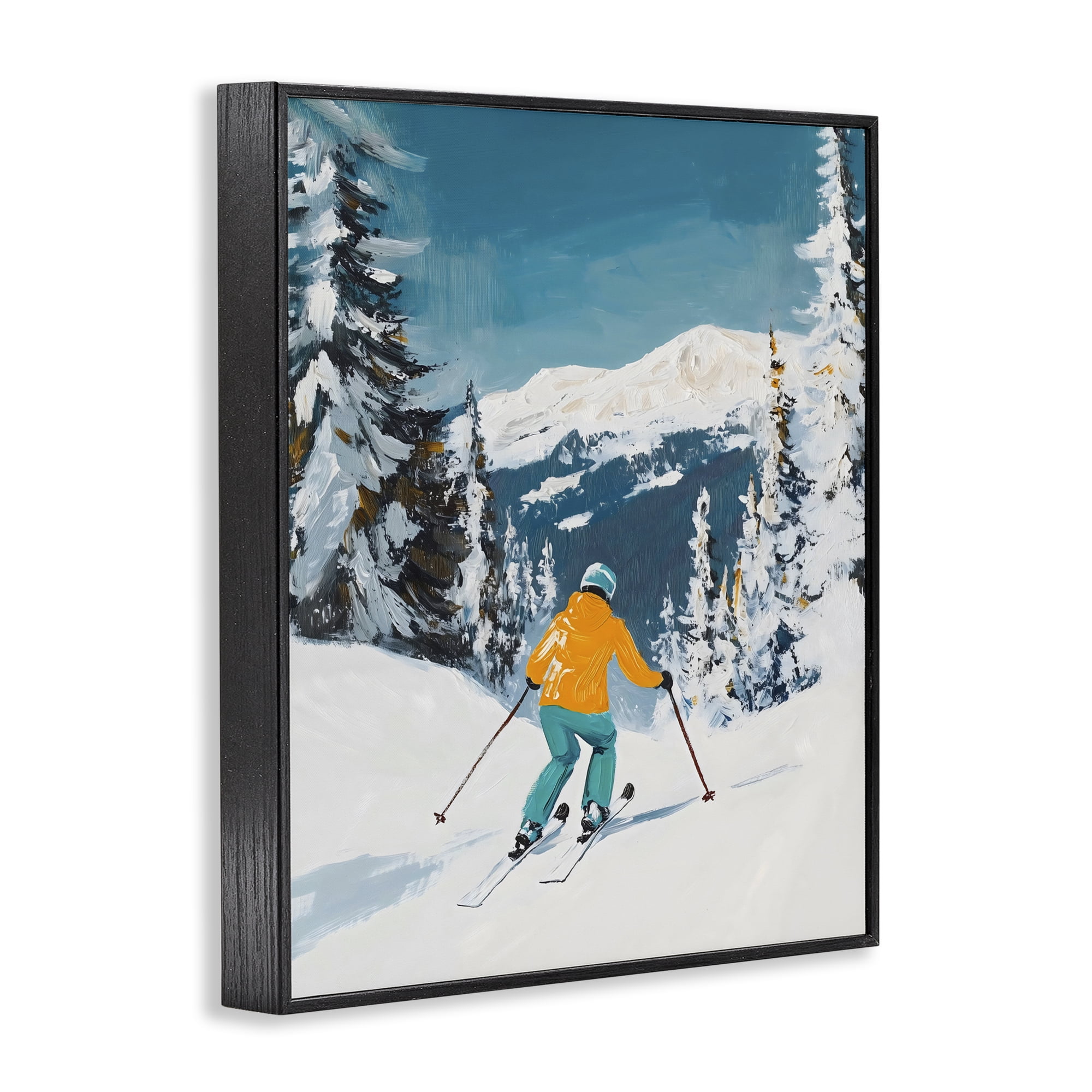 Stupell Industries Downhill Skier on Mountain Black Framed Giclee Art, design by The Prints Vibe