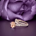 thumbnail image 3 of Beautiful Unique Art Deco 2.50 Carat Oval Cut Morganite And Diamond Moissanite Engagement Ring, Classic Wedding Ring, Two Matching Band in 10k Solid Rose Gold, Gift For Her, Promise Ring, Trio Set, 3 of 3