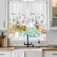 thumbnail image 3 of Swag Valance Curtains for Windows, White Daisy Light Filtering Kitchen Curtains, Spring Floral Elegant Farmhouse Botanical Bees Window Treatment Valances for Living Room, 36x45 - 2 PCS, 3 of 9