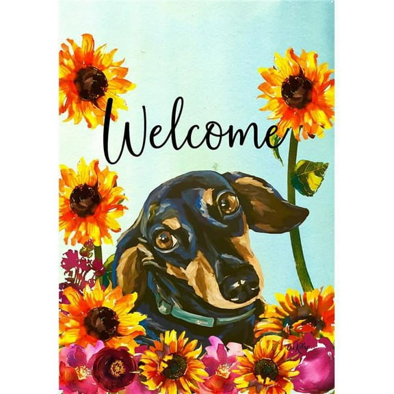 Best of Breed HH630081 Dachshund Best of Breed HHS Welcome Garden Flag, Black & Tan