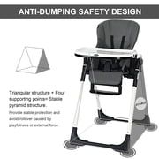 INFANS High Chair for Babies & Toddlers, Foldable Highchair with Multiple Adjustable Backrest, Footrest and Seat Height, Removable Tray, Detachable PU Leather Cushion, Built-in Rear Wheels (Gray)