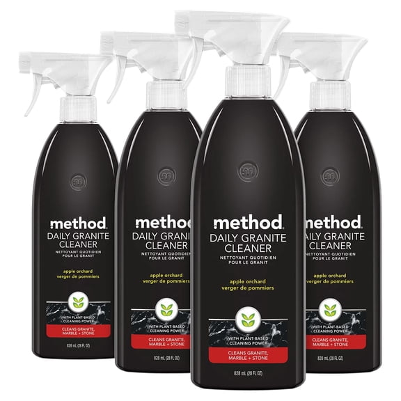Method Daily Granite Cleaner Spray, Apple Orchard, Plant-Based Cleaning Agent For Granite, Marble, And Other Sealed Stone, 28 Oz Spray Bottles (Pack Of 4)