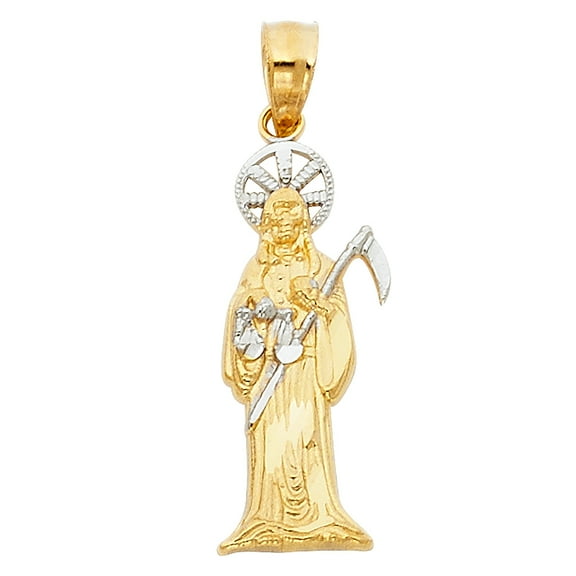 Ioka-14K Two Tone Gold Devil Religious Charm Pendant For Necklace or Chain