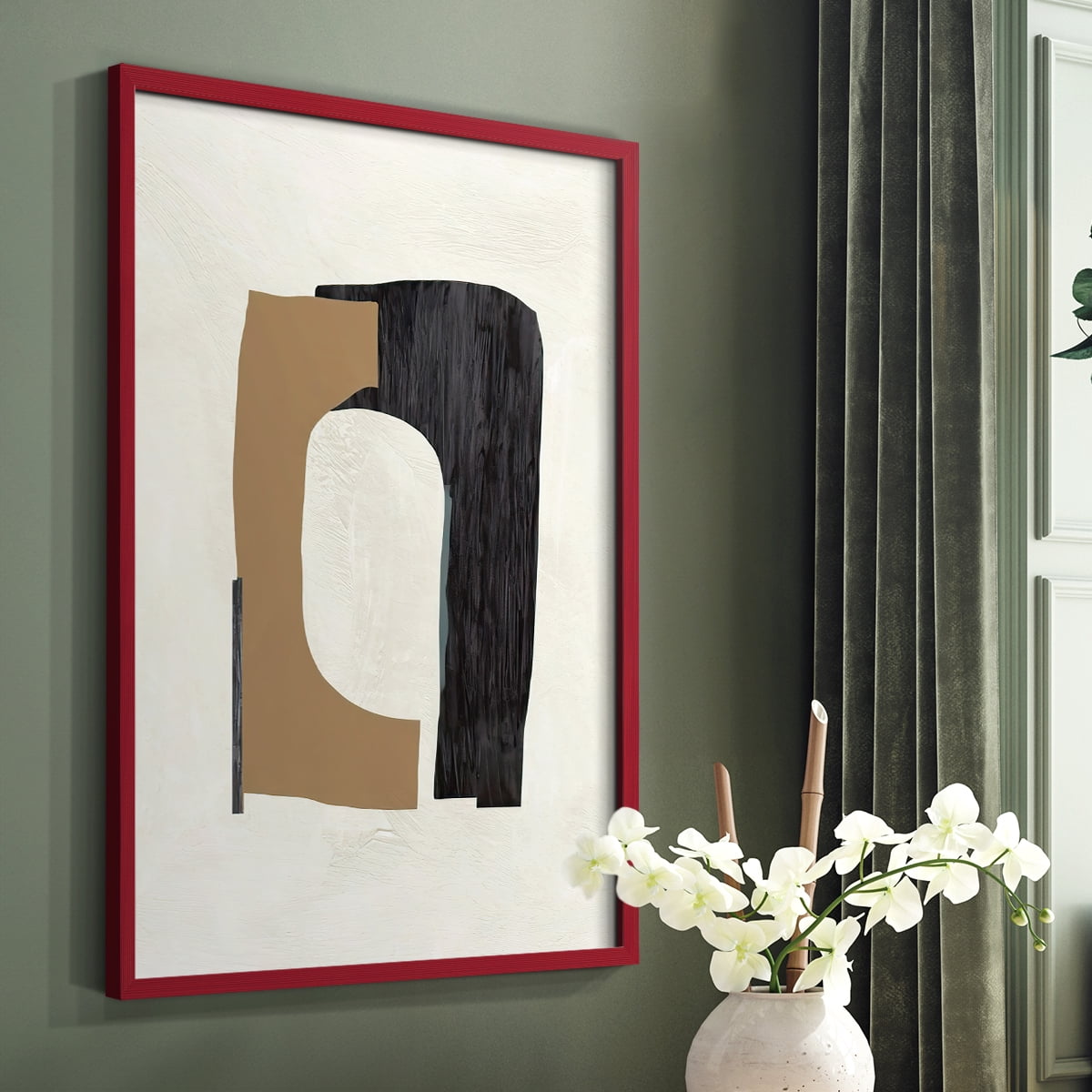 Cardboard Cutouts I Framed Print in Red Solid Wood Framed Print No Nail Hanging